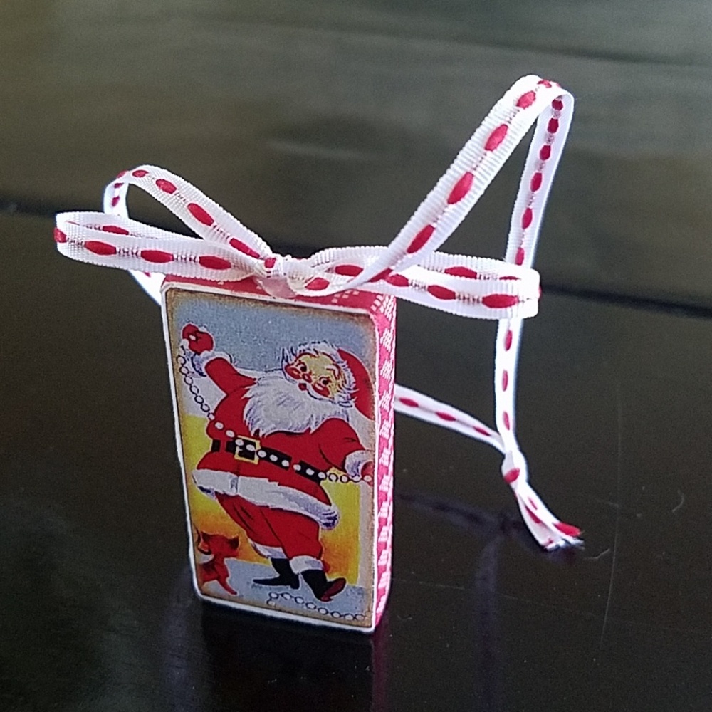 Altered dominoes Christmas ornament